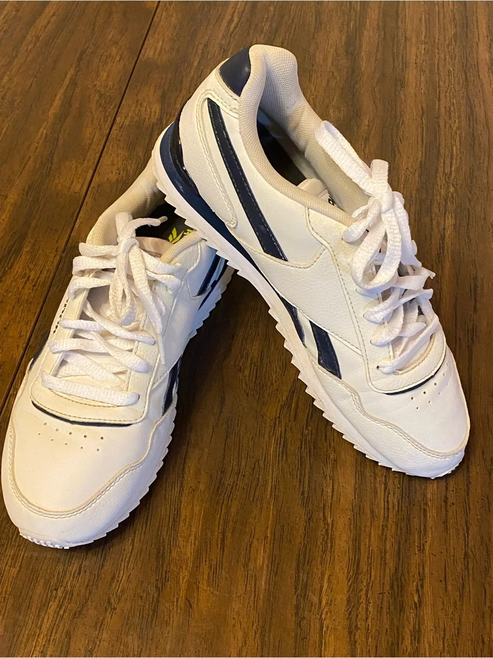 Reebok Women’s Ortholite White Athletic Sneakers with Navy Accents